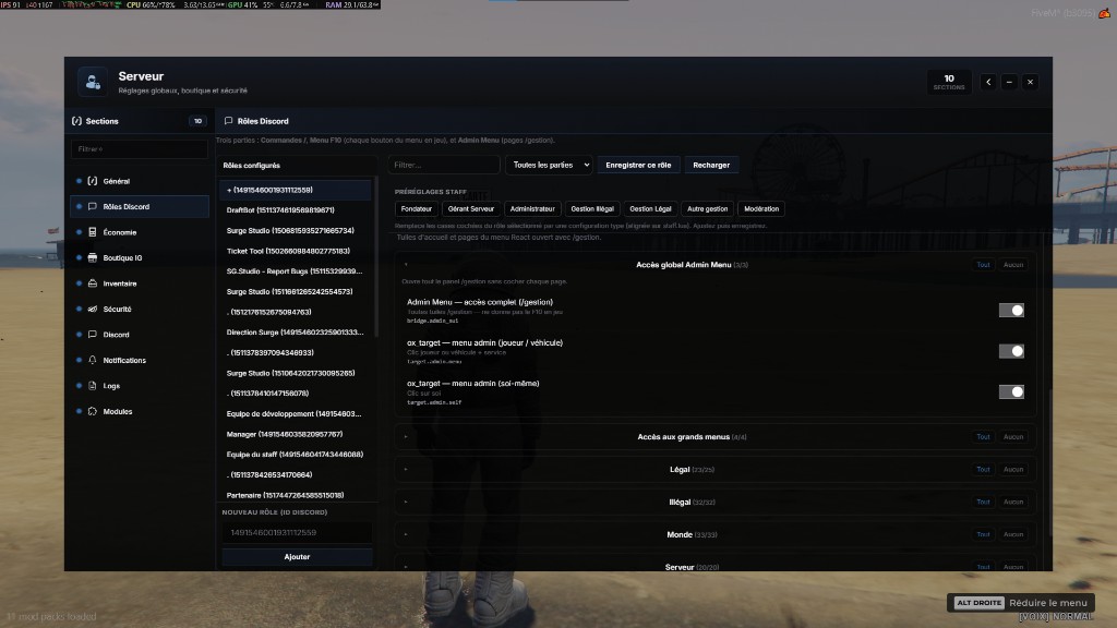 Permissions par hub dans Rôles Discord
