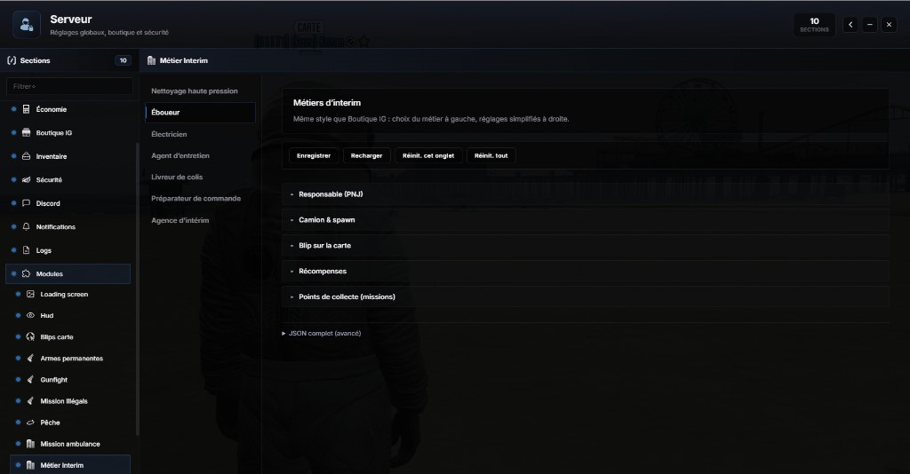 /gestion > Modules > Métier intérim